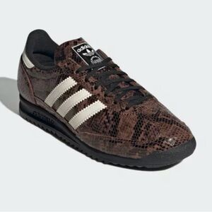 Adidas Women’s Brown and Black Snake Pattern Sneakers.